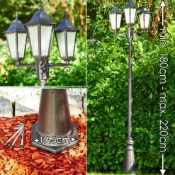 Luminaires Rustiques-hofstein Réverbère Hongkong Frost Noir, 3 lumières