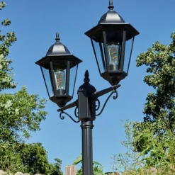 Luminaires Rustiques-hofstein Réverbère Hongkong Noir, 2 lumières