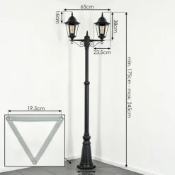 Luminaires Rustiques-hofstein Réverbère Hongkong Noir, 2 lumières