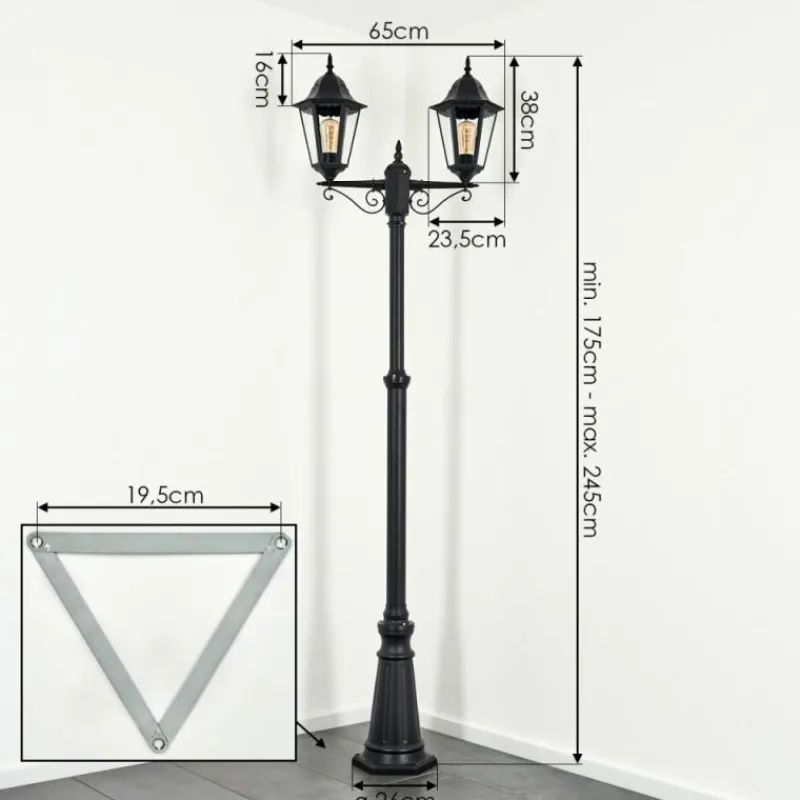 Luminaires Rustiques-hofstein Réverbère Hongkong Noir, 2 lumières