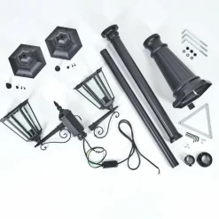 Luminaires Rustiques-hofstein Réverbère Hongkong Noir, 2 lumières