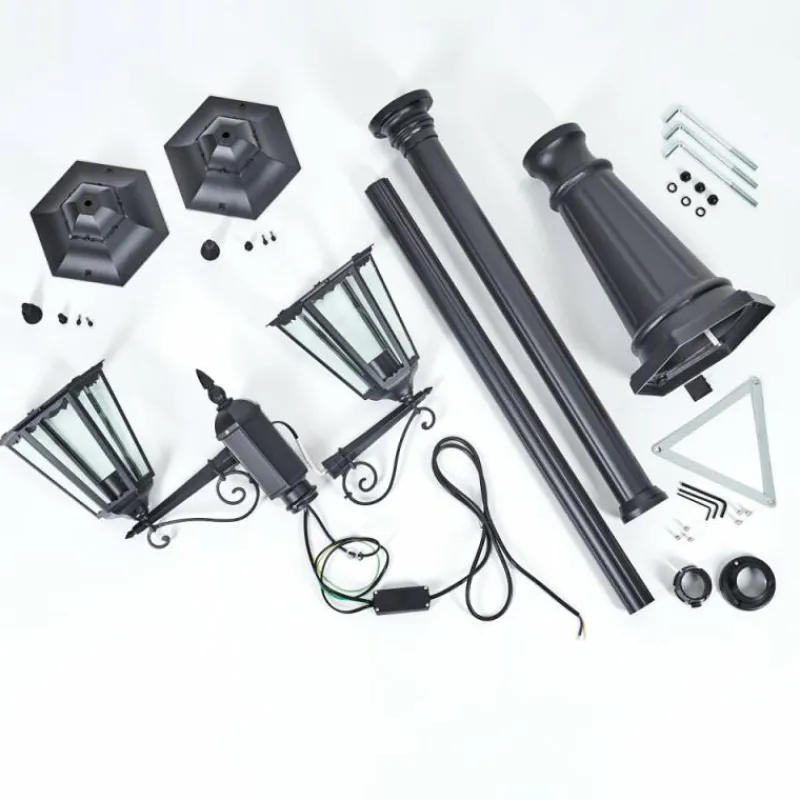 Luminaires Rustiques-hofstein Réverbère Hongkong Noir, 2 lumières