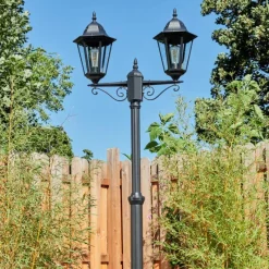 Luminaires Rustiques-hofstein Réverbère Hongkong Noir, 2 lumières