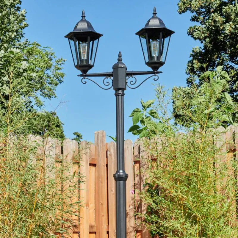 Luminaires Rustiques-hofstein Réverbère Hongkong Noir, 2 lumières