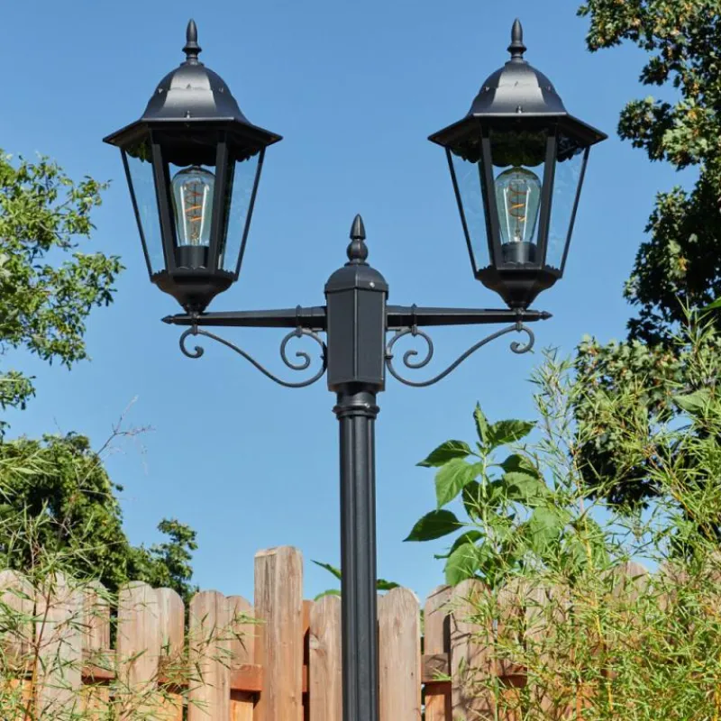 Luminaires Rustiques-hofstein Réverbère Hongkong Noir, 2 lumières