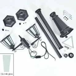 hofstein Réverbère Hongkong Noir, 2 lumières