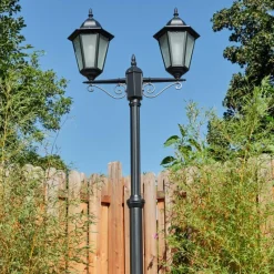 hofstein Réverbère Hongkong Noir, 2 lumières