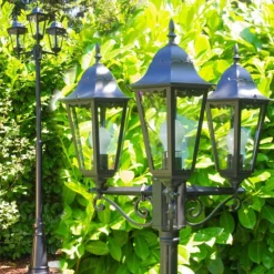 Luminaires Rustiques-hofstein Réverbère Hongkong Noir, Transparent, 3 lumières