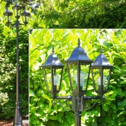 Luminaires Rustiques-hofstein Réverbère Hongkong Noir, Transparent, 3 lumières