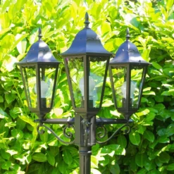 Luminaires Rustiques-hofstein Réverbère Hongkong Noir, Transparent, 3 lumières