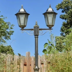 Luminaires Rustiques-hofstein Réverbère Hongkong Or, Noir, 2 lumières