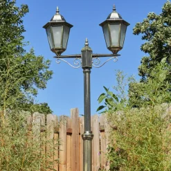 Luminaires Rustiques-hofstein Réverbère Hongkong Or, Noir, 2 lumières