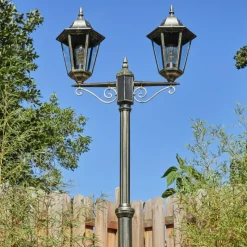 Luminaires Rustiques-hofstein Réverbère Hongkong Or, Noir, 2 lumières