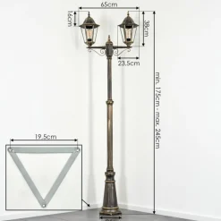 Luminaires Rustiques-hofstein Réverbère Hongkong Or, Noir, 2 lumières