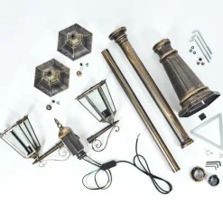 Luminaires Rustiques-hofstein Réverbère Hongkong Or, Noir, 2 lumières