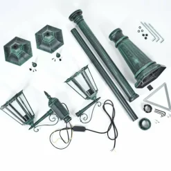 Luminaires Rustiques-hofstein Réverbère Hongkong Vert, Noir, 2 lumières