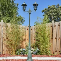 Luminaires Rustiques-hofstein Réverbère Hongkong Vert, Noir, 2 lumières