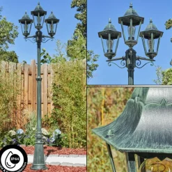 Luminaires Rustiques-hofstein Réverbère Hongkong Vert, Noir, 3 lumières