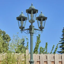Luminaires Rustiques-hofstein Réverbère Hongkong Vert, Noir, 3 lumières