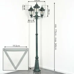 Luminaires Rustiques-hofstein Réverbère Hongkong Vert, Noir, 3 lumières