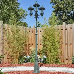 Luminaires Rustiques-hofstein Réverbère Hongkong Vert, Noir, 3 lumières