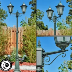 Luminaires Rustiques-hofstein Réverbère Hongkong Vert, Noir, 2 lumières