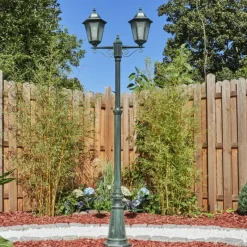 Luminaires Rustiques-hofstein Réverbère Hongkong Vert, Noir, 2 lumières