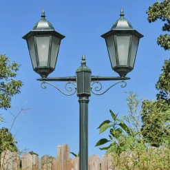 Luminaires Rustiques-hofstein Réverbère Hongkong Vert, Noir, 2 lumières