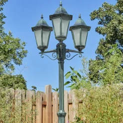 Luminaires Rustiques-hofstein Réverbère Hongkong Vert, Noir, 3 lumières