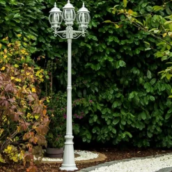 Luminaires Rustiques-hofstein Réverbère Kobe Blanc, 3 lumières