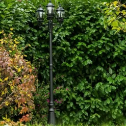 Luminaires Rustiques-hofstein Réverbère Kobe Noir, 3 lumières