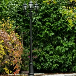 Luminaires Rustiques-hofstein Réverbère Kobe Noir, 3 lumières