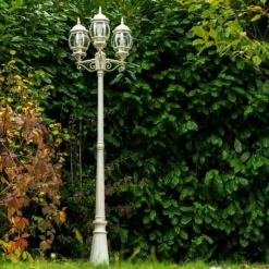 Luminaires Rustiques-hofstein Réverbère Kobe Or, Blanc, 3 lumières