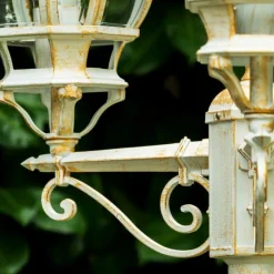 Luminaires Rustiques-hofstein Réverbère Kobe Or, Blanc, 3 lumières