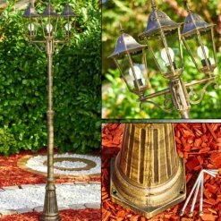 Lampes Dorées-hofstein Réverbère Langsele Brun doré, 3 lumières