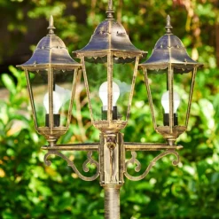 Lampes Dorées-hofstein Réverbère Langsele Brun doré, 3 lumières