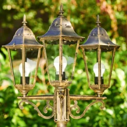 Lampes Dorées-hofstein Réverbère Langsele Brun doré, 3 lumières