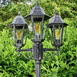 Luminaires Rustiques-hofstein Réverbère Lignac Noir, 3 lumières
