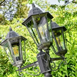 Luminaires Rustiques-hofstein Réverbère Lignac Noir, 3 lumières