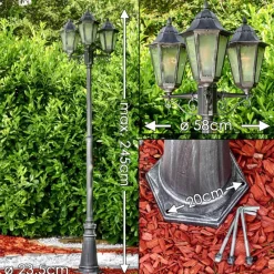 Luminaires Rustiques-hofstein Réverbère Lignac Noir, 3 lumières