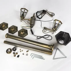 Luminaires Rustiques-hofstein Réverbère Loria Brun, Or, Noir, 3 lumières