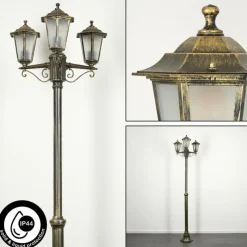 Luminaires Rustiques-hofstein Réverbère Loria Brun, Or, Noir, 3 lumières