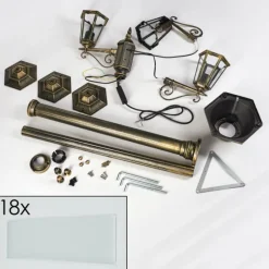 Luminaires Rustiques-hofstein Réverbère Loria Brun, Or, Noir, 3 lumières