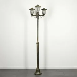 Luminaires Rustiques-hofstein Réverbère Loria Brun, Or, Noir, 3 lumières