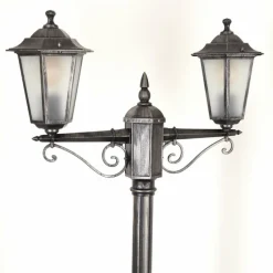 Luminaires Rustiques-hofstein Réverbère Loria Noir, Argenté, 2 lumières