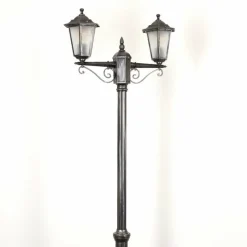 Luminaires Rustiques-hofstein Réverbère Loria Noir, Argenté, 2 lumières