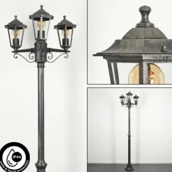 Luminaires Rustiques-hofstein Réverbère Loria Noir, Argenté, 3 lumières