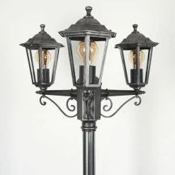 Luminaires Rustiques-hofstein Réverbère Loria Noir, Argenté, 3 lumières