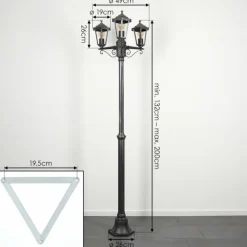 Luminaires Rustiques-hofstein Réverbère Loria Noir, Argenté, 3 lumières