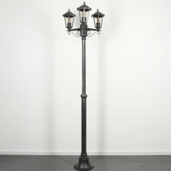 Luminaires Rustiques-hofstein Réverbère Loria Noir, Argenté, 3 lumières